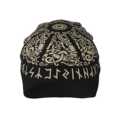 Men Vikings Beanie Caps,Norse Rune Skull Cap Knit Hat Slouchy Cap Autumn Summer Casual Beanies Hat - color: Norse