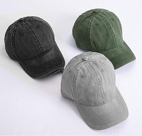 Glamorstar Classic Unisex Baseball Cap Adjustable Washed Dyed Cotton Ball Hat - color: Army Green+black+grey