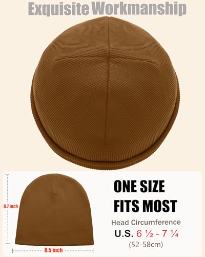 100% Cotton Beanie Hat Cuffless Beanies Warm Knit Winter Skull Cap - color: 1pcs-coffee
