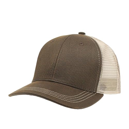 Heavy Washed Coated Canvas Wax-Look Adjustable Low Profile Men Women Baseball Cap - color: Brown/Khaki