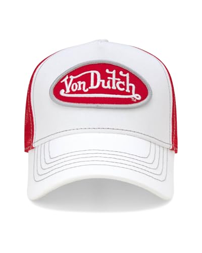 Von Dutch Unisex Trucker Hat, Colorblock, Mesh Back, Curved Bill, Snapback - color: Gym Red