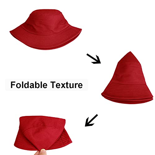 Wheebo Solid Color Bucket Hat for Women Summer Beach Fishmen Hat for Lady Adult Unisex Cotton Cap…… - color: A-sc-red