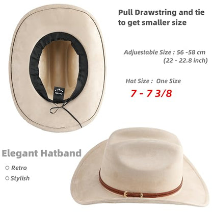 Pro Celia Cowboy Hat for Women and Men Wide Brim Western Cowgirl Hat - color: Beige