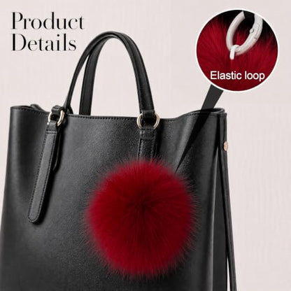 Fzxdfg 6Pieces Faux Furry Pom Pom Ball with Elastic Loop DIY Faux Fur Fluffy Ball for Hats Bags Key Chains Accessories 3.9inch/10CM (Wine Red) - color: Wine Red