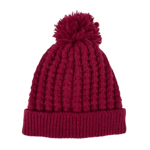 Humble Hilo Knit Hats Beanies for Women Winter Pom Beanie Men or Women Beanies Cable Knit Beanie - color: Dark Red Pom Pom