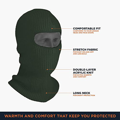 RefrigiWear 2-Layer Acrylic Knit Open-Hole Balaclava Face Mask, High Visibility - color: Sage