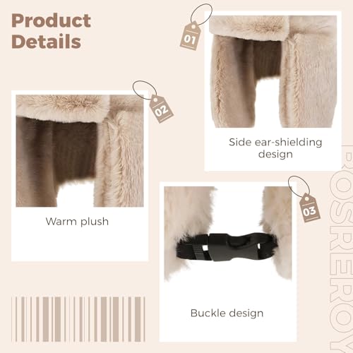 Cozy Plush Winter Hats Men Women Trapper Trooper Hat with Earflaps Windproof Russian Ushanka Hats Outdoor Skiing Cap - color: Beige