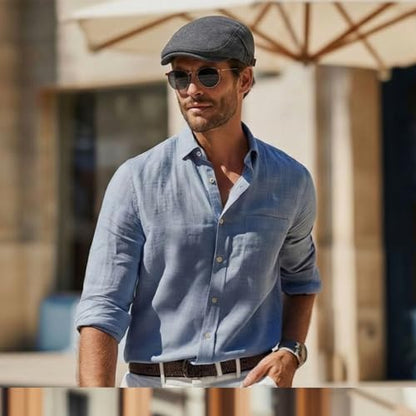 meioro Mens Cotton Newsboy Hat Adjustable Soft Fit Flat Cap for Men - color: Dark Grey
