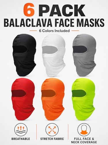 SATINIOR 6 Pcs Ski Balaclava Men Full Face Cover Mask - color: Multicolor