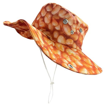 Funny Sun Hat for Men Women Wide Brim Bucket Hat Hiking Boonie Hat Summer Beach Fishing Caps - color: Baked Beans
