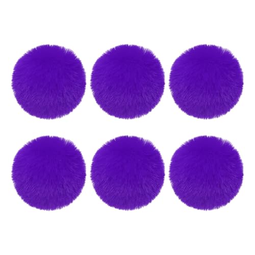 PATIKIL Faux Fur Pom Poms for Hats, 6 Pcs Fluffy Soft Fur Poms Balls with Elastic Loop for Keychain Knitting Hats DIY Scarves Gloves Bag Christmas, Purple - color: Purple