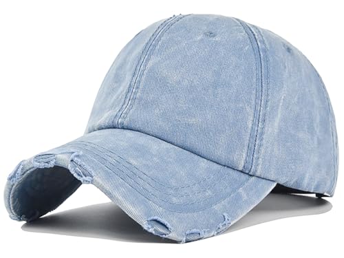XYIYI Vintage Washed Distressed Baseball Cap Adjustable Cotton Dad Hat for Women Men - color: Jean Blue
