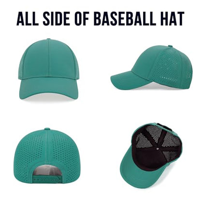 Quick Dry Baseball Cap Curved Brim Snapback Hat Mesh for Men Women - color: Lakegreen