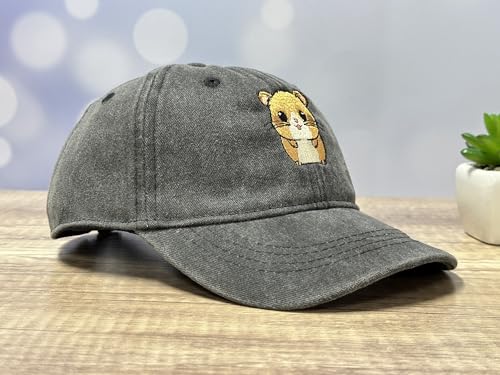 Adjustable Embroidery Animal Baseball Hat for Kid Toddler Child - color: Hamster (Washed Black)