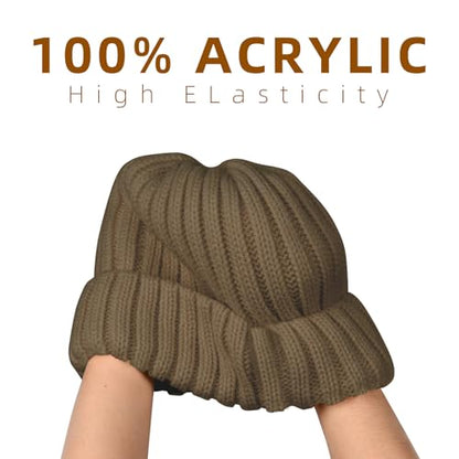 ZOORON 1&2 Winter Beanie for Women Soft Warm Slouchy Knit Hat Ski Stocking Cuffed Cap - color: Khaki