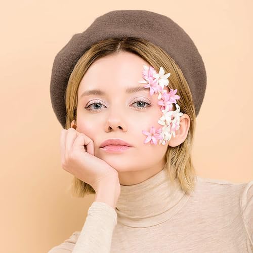 Gllutt Women Wool Beret Hat French Style Solid Color - color: Brown