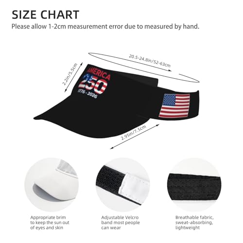United States 250th Anniversary Hat USA Est 1776 America Patriotic Visor Cap Adjustable Sun Hat for Women Men Sports Beach - color: Black12