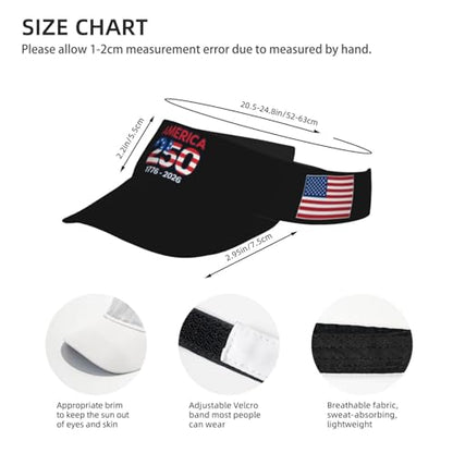 United States 250th Anniversary Hat USA Est 1776 America Patriotic Visor Cap Adjustable Sun Hat for Women Men Sports Beach - color: Black12