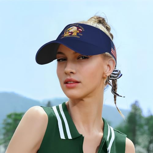 United States 250th Anniversary Hat USA Est 1776 America Patriotic Visor Cap Adjustable Sun Hat for Women Men Sports Beach - color: Black22