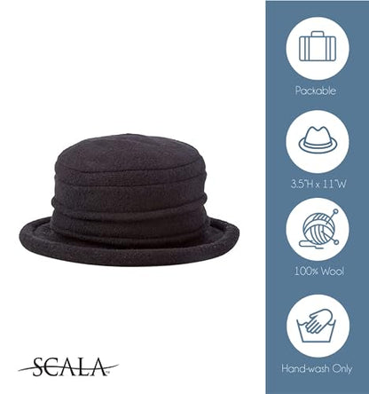 Scala Women's Packable Boiled Wool Cloche Wine