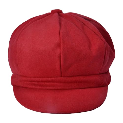 ZLYC Women Classic Newsboy Cap Visor 8 Panel Gatsby Cabbie Paperboy Hat - color: Red