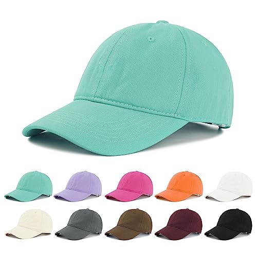 American Trends Women's Cotton Baseball Cap Soft Unstructured Plain Dad Hat - color: Peacock Blue