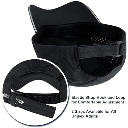 Lightweight Running Hat Breathable Mesh Cap Reflective Brim - color: Black, size: One Size