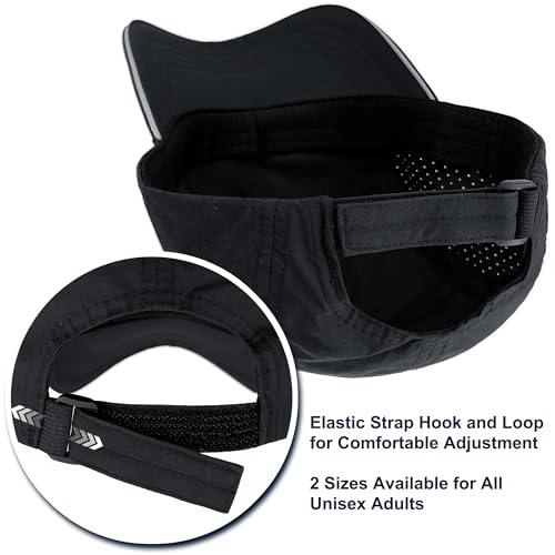 Lightweight Running Hat Breathable Mesh Cap Reflective Brim - color: Black, size: X-Large-XX-Large