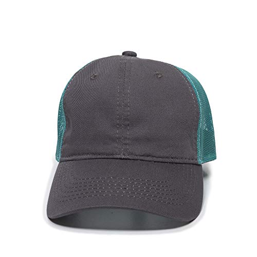 Outdoor Cap Garment Washed Meshback Cap - color: Charcoal/Aqua