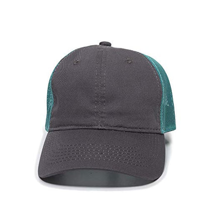 Outdoor Cap Garment Washed Meshback Cap - color: Charcoal/Aqua