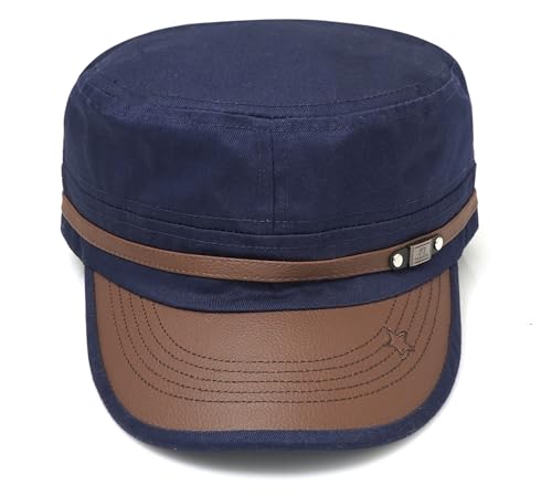 Initlove Military Hat Cadet Army Cap Flat Top Hats for Men Women - color: Navy