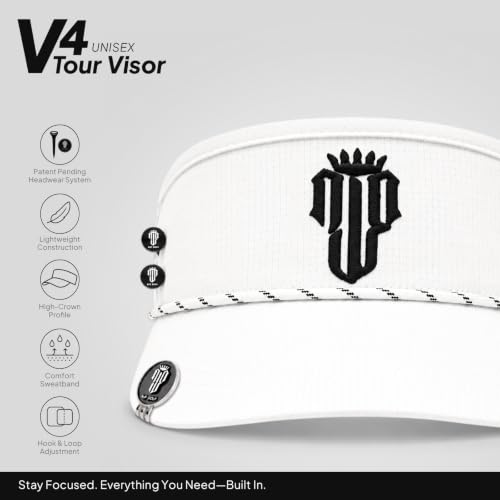 Visor Hat for Men and Women with Tee Holder & Magnetic Ball Marker - color: High Crown: White