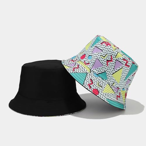 Quanhaigou Bucket Hats Unisex Summer Travel Beach Fisherman Cap for Men Women Teens - color: Geometrical Pattern