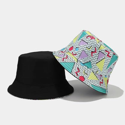 Quanhaigou Bucket Hats Unisex Summer Travel Beach Fisherman Cap for Men Women Teens - color: Geometrical Pattern