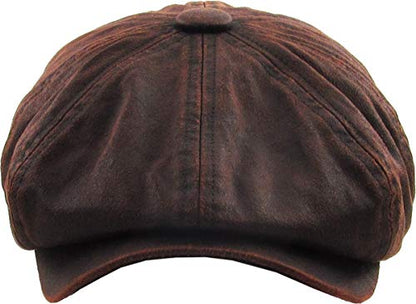 KBETHOS Leather Ascot Made in USA Ivy Collection Classic Newsboy Caps - color: (E) Pu Leather - Copper, size: Small-Medium