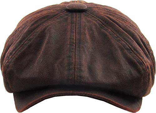 KBETHOS Leather Ascot Made in USA Ivy Collection Classic Newsboy Caps - color: (E) Pu Leather - Copper, size: Small-Medium