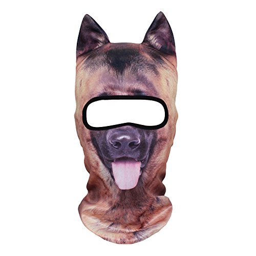 WTACTFUL 3D Animal Ears Balaclava, Breathable Face Mask for Halloween - color: German Shepherd Meb-11