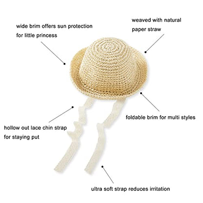 pureborn Baby Toddler Girls Straw Sun Hat Summer Beach Hat - color: Khaki-n, size: 2-5T