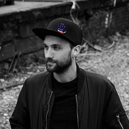 Snapback Hats for Men Flat Bill Black Adjustable Baseball Cap Trucker Hat for Dad American Flag Pirate Skull Caps Cool - color: Finger Usa Flag