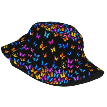 Bucket Hat Unisex for Men Women Cute Funny Fashion Fishing Hat Trippy Art Casual Fisherman Cap - color: Butterfly