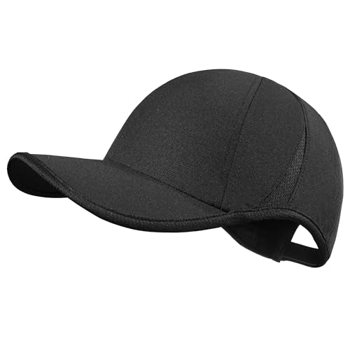 GADIEMKENSD Performance Running Hat, Stretchy Fabric with Vented Mesh for Outdoor Workouts - color: Black