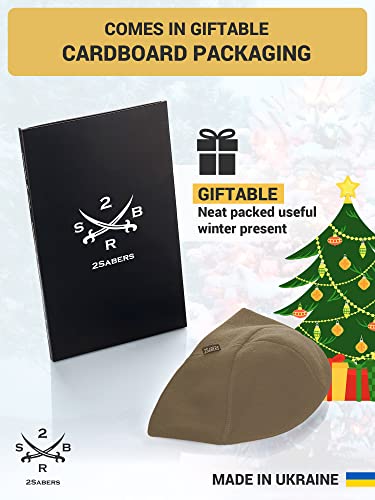 2SBR 2SABERS Fleece Winter Warm Watch Cap - Mens Outdoor Skull Beanie Hat - color: Coyote Patch Panel, size: Large