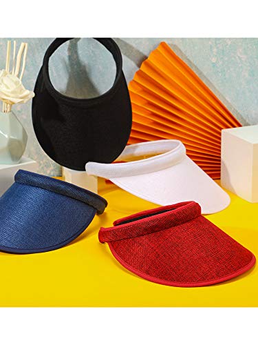 Wide Brim Sun Visor Hats - color: Black, White, Navy Blue, Red