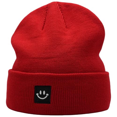55cube Unisex Winter Beanie Hats Warm Thick Knit Cuffed Skullcaps - color: Red