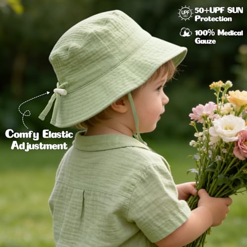 Baby Sun Hat Infant Toddler Summer Cotton Yarn Beach Bucket Hat for Boy Girl - color: Gray, size: 6-24 Months
