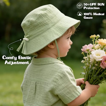 Baby Sun Hat Infant Toddler Summer Cotton Yarn Beach Bucket Hat for Boy Girl - color: Gray, size: 6-24 Months