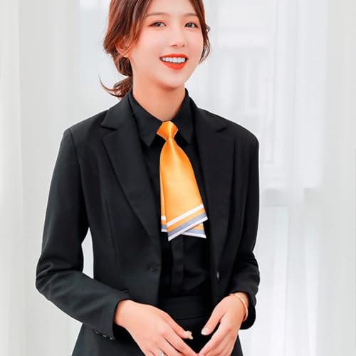 Mantieqingway Women Uniform Necktie Adjustable Strap Striped Pre-tie Ties - color: Yellow