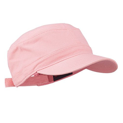 Garment Washed Adjustable Army Cap - color: Pink