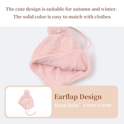 Baby Girl Winter Hats Pompom Infant Boys Beanie Knitted Kid Hat - color: Pink, size: 2-8 Years
