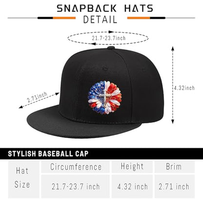 Pineapple Hat Flat Bill Baseball Hats for Men Fashion Black Baseball Cap for Women Adjustable Flat Brim Trucker Hat - color: Flag Daisy